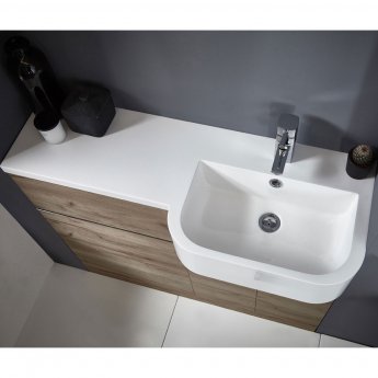 Royo Linea Combination Unit with Basin and Worktop 1000mm Wide RH - Oak