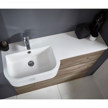 Royo Linea Combination Unit with Basin and Worktop 1000mm Wide LH - Oak