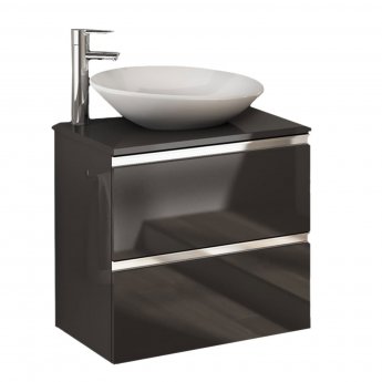 Royo Vida 2-Drawer 800mm Wide Wall Hung Vanity Unit with Basin and Worktop - Anthracite