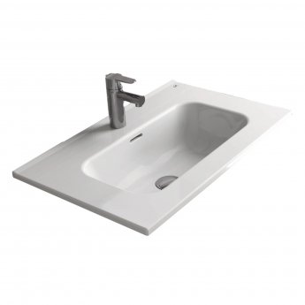 Royo Vitale Slimline 2-Drawer Wall Hung Vanity Unit with Ceramic Basin 800mm Wide - Gloss White