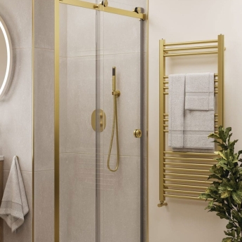 Verona Zephora Brushed Brass Designer Towel Rail | Product Image