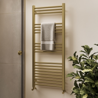 Verona Zephora Brushed Brass Designer Towel Rail | Product Image