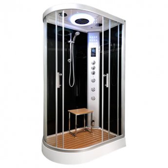 Vidalux Clearwater Offset Quadrant Steam Shower Cabin 1200mm x 800mm Right Handed - Midnight Black