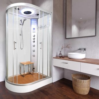 Vidalux Clearwater Offset Quadrant Steam Shower Cabin 1200mm x 800mm Right Handed - Crystal White