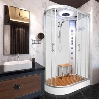 Vidalux Hydro Plus Offset Quadrant Shower Cabin 1200mm x 800mm Right Handed - Crystal White