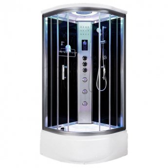 Vidalux Miami Quadrant Steam Shower Bath Cabin 900mm x 900mm - Midnight Black