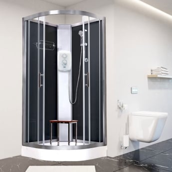 Vidalux Pure E Quadrant Shower Cabin 1000mm with Standard Electric Shower 8.5 KW - Black