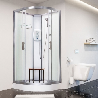 Vidalux Pure E Quadrant Shower Cabin 1000mm with Standard Electric Shower 9.5 KW - White