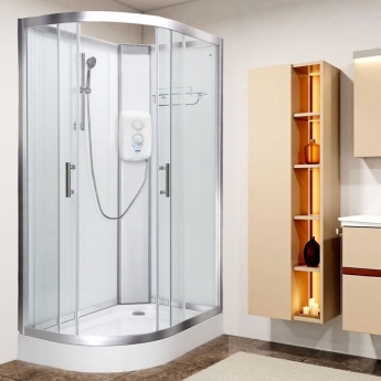 Vidalux Pure E Offset Quadrant Shower Cabin 1200mm RH with Standard Electric Shower 8.5 KW - White