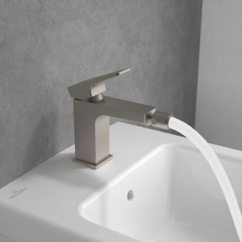 Villeroy & Boch Architectura Square Bidet Mixer Tap - Brushed Nickel Matt