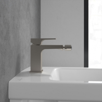 Villeroy & Boch Architectura Square Bidet Mixer Tap - Brushed Nickel Matt