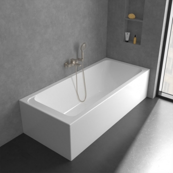 Villeroy & Boch Architectura Wall Mounted Square Bath Shower Mixer Tap - Brushed Nickel Matt