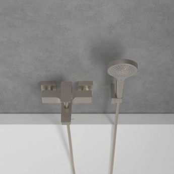 Villeroy & Boch Architectura Wall Mounted Square Bath Shower Mixer Tap - Brushed Nickel Matt