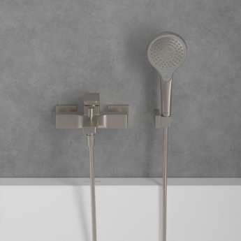Villeroy & Boch Architectura Wall Mounted Square Bath Shower Mixer Tap - Brushed Nickel Matt