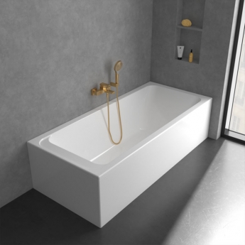 Villeroy & Boch Architectura Wall Mounted Square Bath Shower Mixer Tap - Brushed Gold