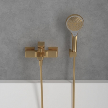 Villeroy & Boch Architectura Wall Mounted Square Bath Shower Mixer Tap - Brushed Gold