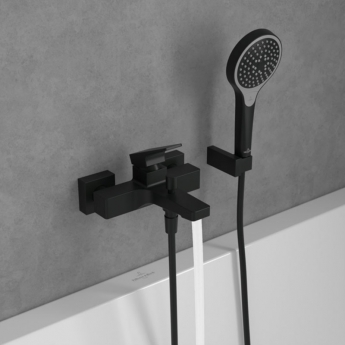 Villeroy & Boch Architectura Wall Mounted Square Bath Shower Mixer Tap - Matt Black
