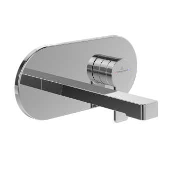 Villeroy & Boch Architectura Wall Mounted Basin Mixer Tap with Oval Back Plate and Slotted Waste - Chrome