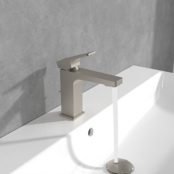 Villeroy & Boch Architectura Square Basin Mixer Tap with Pop-Up Waste - Brushed Nickel Matt
