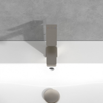 Villeroy & Boch Architectura Square Basin Mixer Tap with Pop-Up Waste - Brushed Nickel Matt