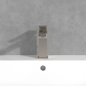 Villeroy & Boch Architectura Square Basin Mixer Tap with Pop-Up Waste - Brushed Nickel Matt