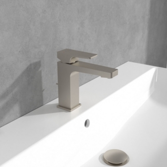 Villeroy & Boch Architectura Square Basin Mixer Tap with Pop-Up Waste - Brushed Nickel Matt