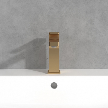 Villeroy & Boch Architectura Square Basin Mixer Tap with Pop-Up Waste - Brushed Gold