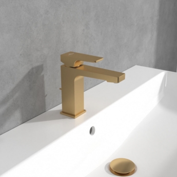 Villeroy & Boch Architectura Square Basin Mixer Tap with Pop-Up Waste - Brushed Gold