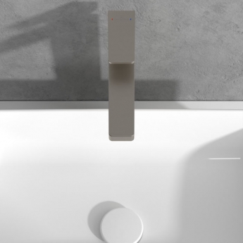 Villeroy & Boch Architectura Square Tall Basin Mixer Tap with Push Button Slotted Waste - Brushed Nickel Matt