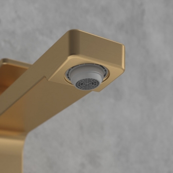 Villeroy & Boch Architectura Square Tall Basin Mixer Tap with Push Button Slotted Waste - Brushed Gold