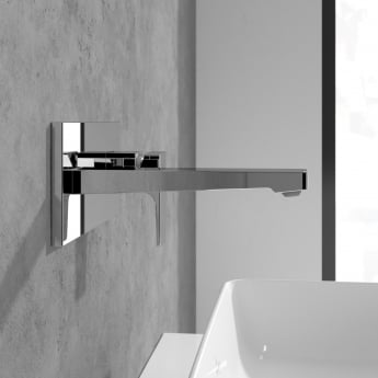 Villeroy & Boch Architectura Wall Mounted Basin Mixer Tap with Back Plate and Slotted Waste - Chrome