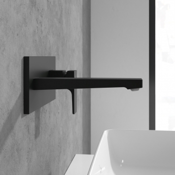 Villeroy & Boch Architectura Wall Mounted Basin Mixer Tap with Back Plate and Slotted Waste - Matt Black