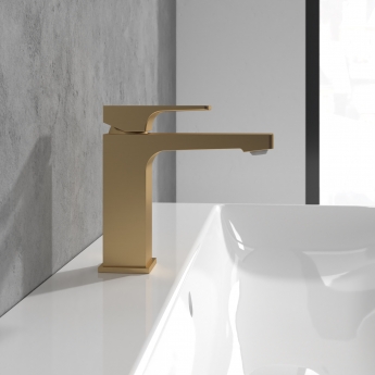 Villeroy & Boch Architectura Square Basin Mixer Tap without Waste - Brushed Gold