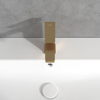 Villeroy & Boch Architectura Square Basin Mixer Tap without Waste - Brushed Gold