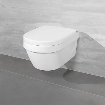 Villeroy & Boch Architectura Round Rimless Wall Hung Toilet 480mm Projection - Soft Close Seat