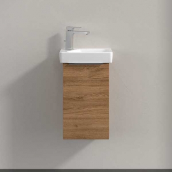 Villeroy & Boch Architectura Wall Hung 1-Door Vanity Unit with Basin LH 360mm Wide - Oak Kansas | Product Image