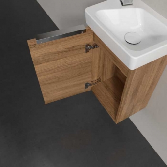 Villeroy & Boch Architectura Wall Hung 1-Door Vanity Unit with Basin LH 360mm Wide - Oak Kansas | Product Image