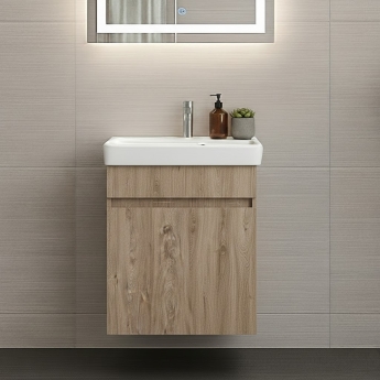 Villeroy & Boch Arto Wall Hung 1-Drawer Vanity Unit with Basin 450mm Wide - Oak Kansas | Product Image