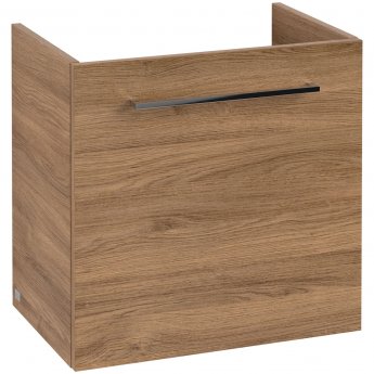 Villeroy & Boch Avento Wall Hung Vanity Unit RH with Basin 550mm Wide - Oak Kansas with Chrome Handle | Product Image