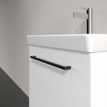 Villeroy & Boch Avento Wall Hung Vanity Unit LH with Basin 550mm Wide - Brilliant White with Black Handle | Product Image