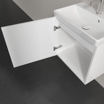 Villeroy & Boch Avento Wall Hung Vanity Unit LH with Basin 550mm Wide - Brilliant White with Black Handle | Product Image