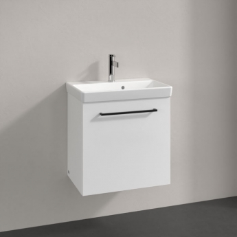 Villeroy & Boch Avento Wall Hung Vanity Unit LH with Basin 550mm Wide - Brilliant White with Black Handle | Product Image
