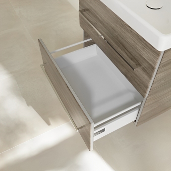 Villeroy & Boch Avento 2-Drawer Vanity Unit with Basin 600mm Wide - Stone Oak with Chrome Handles | Product Image