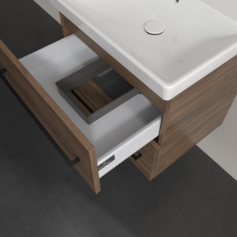 Villeroy & Boch Avento 2-Drawer Vanity Unit with Basin 600mm Wide - Arizona Oak with Black Handle | Product Image