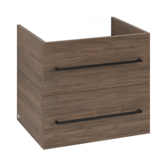 Villeroy & Boch Avento 2-Drawer Vanity Unit with Basin 600mm Wide - Arizona Oak with Black Handle | Product Image