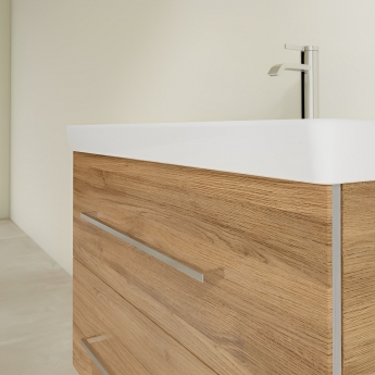 Villeroy & Boch Avento 2-Drawer Vanity Unit with Basin 800mm Wide - Oak Kansas with Chrome Handles | Product Image