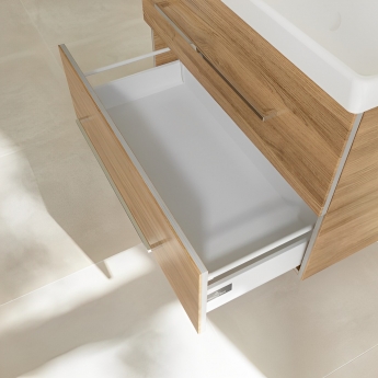 Villeroy & Boch Avento 2-Drawer Vanity Unit with Basin 800mm Wide - Oak Kansas with Chrome Handles | Product Image