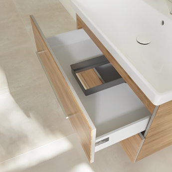 Villeroy & Boch Avento 2-Drawer Vanity Unit with Basin 800mm Wide - Oak Kansas with Chrome Handles | Product Image