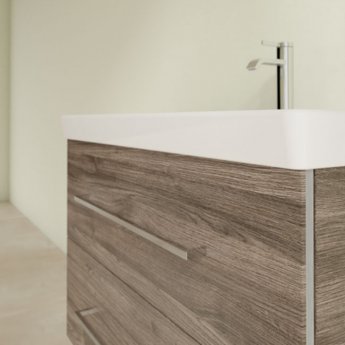 Villeroy & Boch Avento 2-Drawer Vanity Unit with Basin 800mm Wide - Stone Oak with Chrome Handles | Product Image