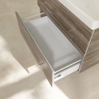 Villeroy & Boch Avento 2-Drawer Vanity Unit with Basin 800mm Wide - Stone Oak with Chrome Handles | Product Image